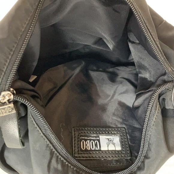 COBO INTERNATIONAL handbag satchel Logo Canvas silver Hardware black leather - Picture 7 of 16